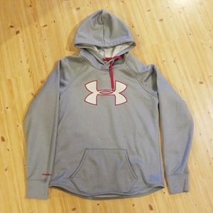 Gray and red under armor hoodie and a size s/p